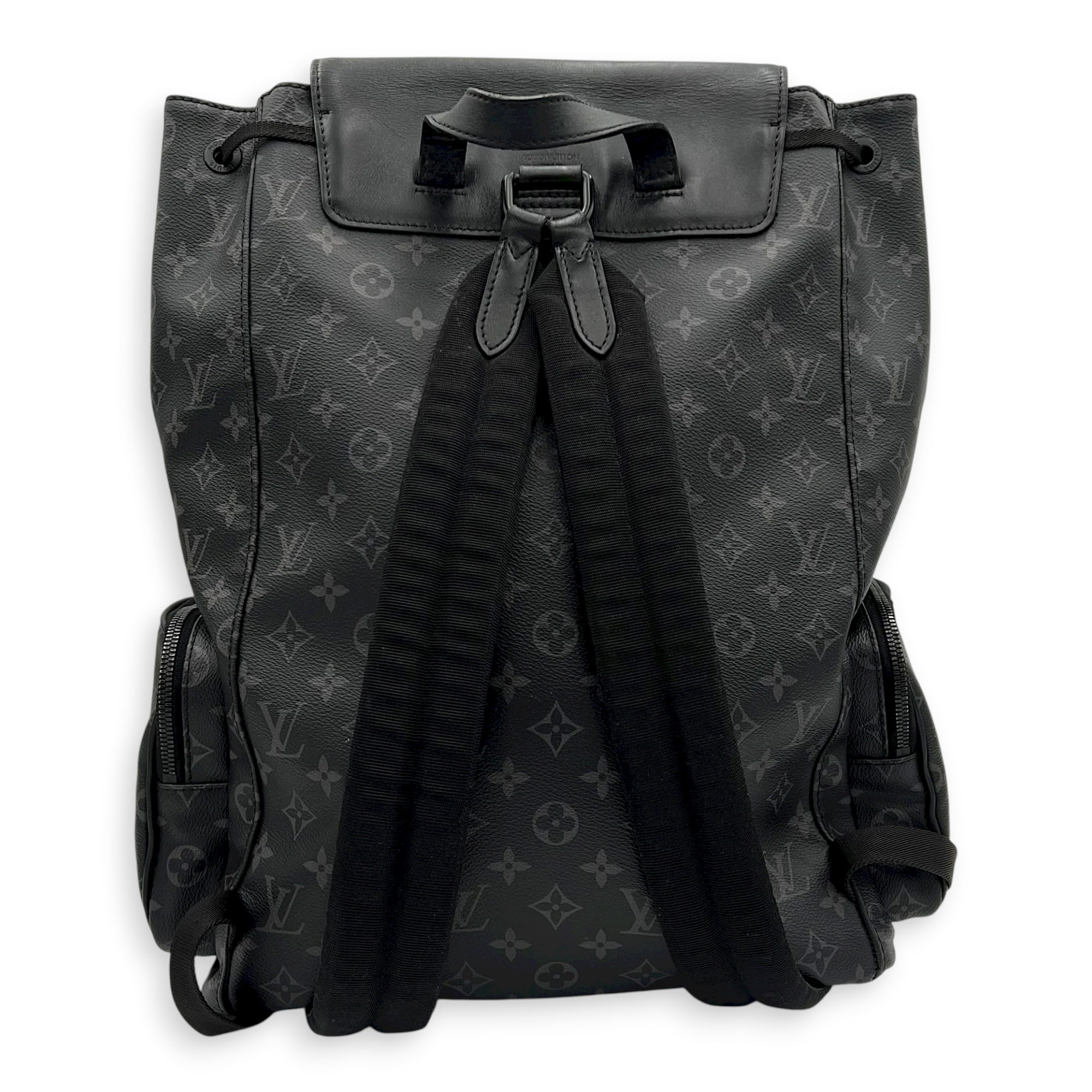 Trio Backpack Black in Coated Canvas, black hardware - Image 3