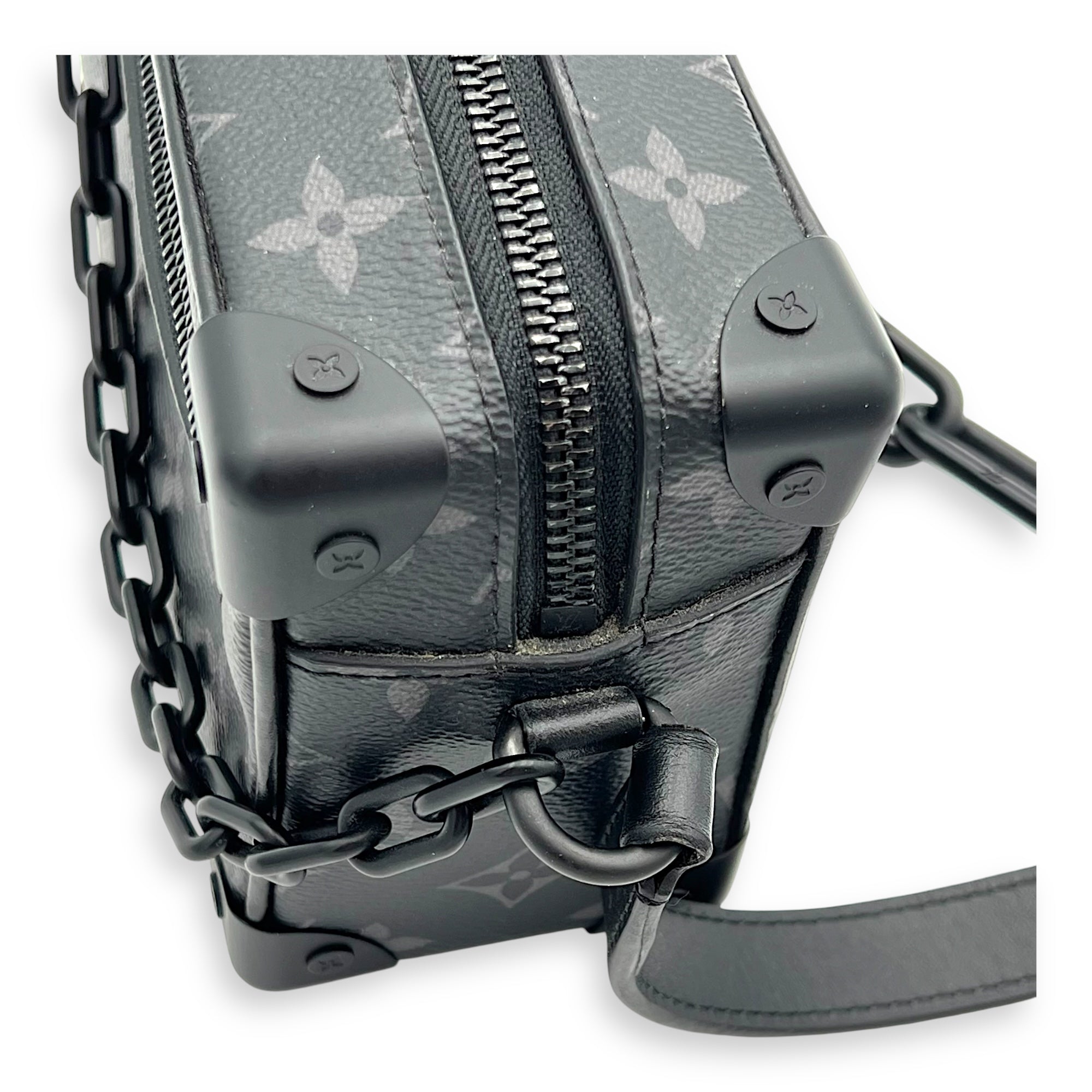 Soft Trunk Crossbody Bag Black in Monogram Coated Canvas, Lacquered Metal hardware - Image 8