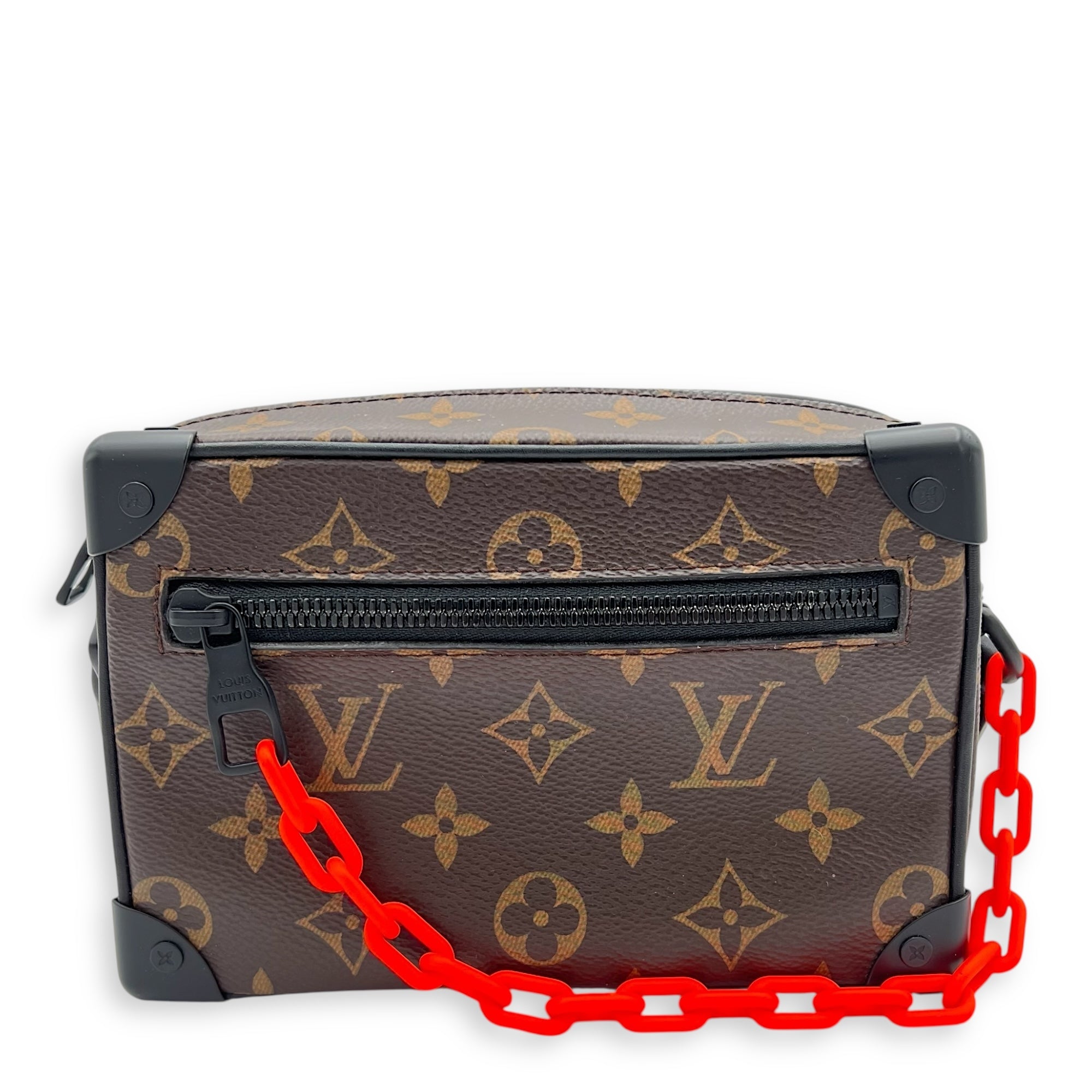 Soft Trunk Crossbody Bag Brown in Monogram Coated Canvas, Lacquered Metal hardware