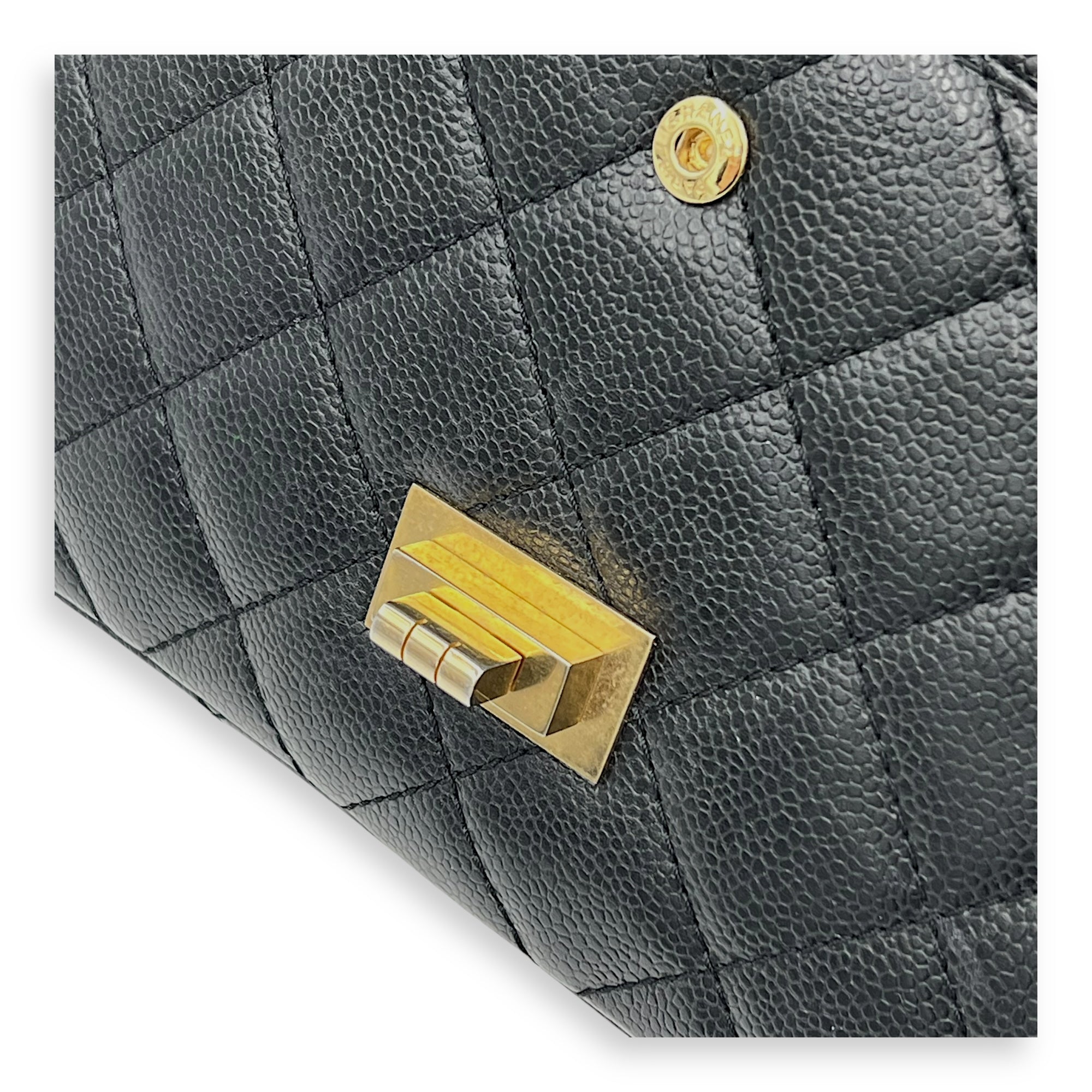 2.55 Shoulder Bag Black in Caviar Leather, Gold hardware - Image 11