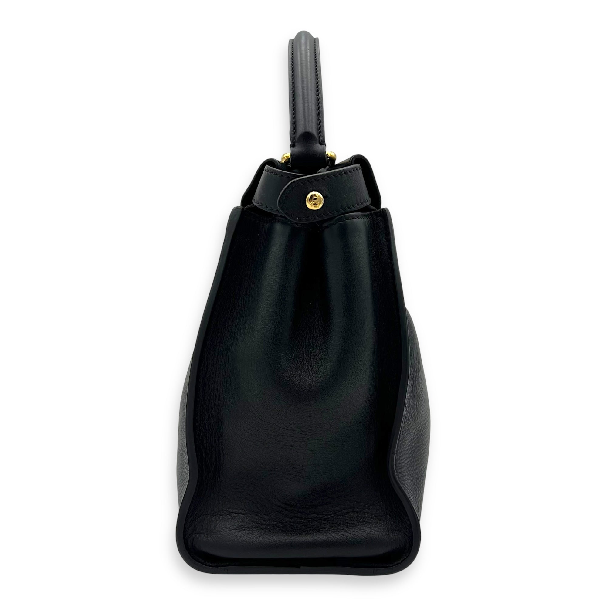 Peekaboo Top Handle Bag Medium Black in Calfskin, Gold hardware - Image 4