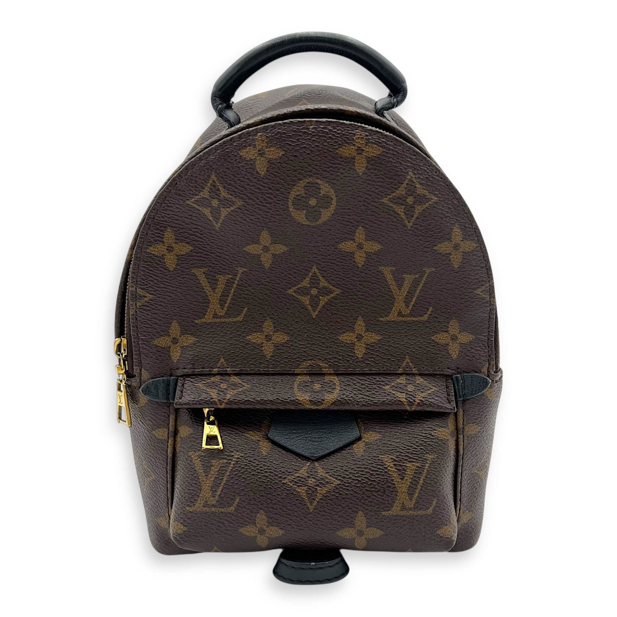 Palm Springs Crossbody Bag Mini Brown in Monogram Coated Canvas, Gold hardware